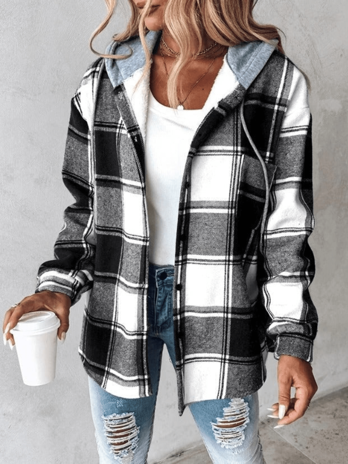 Olga | Sobrecamisa de Cuadros con Capucha