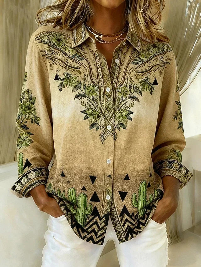 Concha | Blusa Vintage de Estilo Western con Estampado Floral