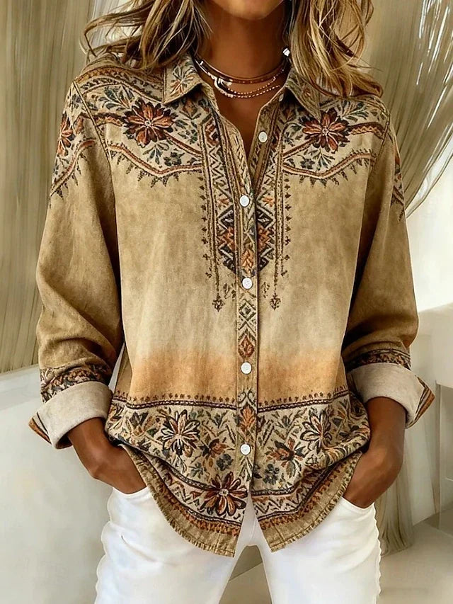 Begoña | Blusa Vintage con Botones y Estampado Floral