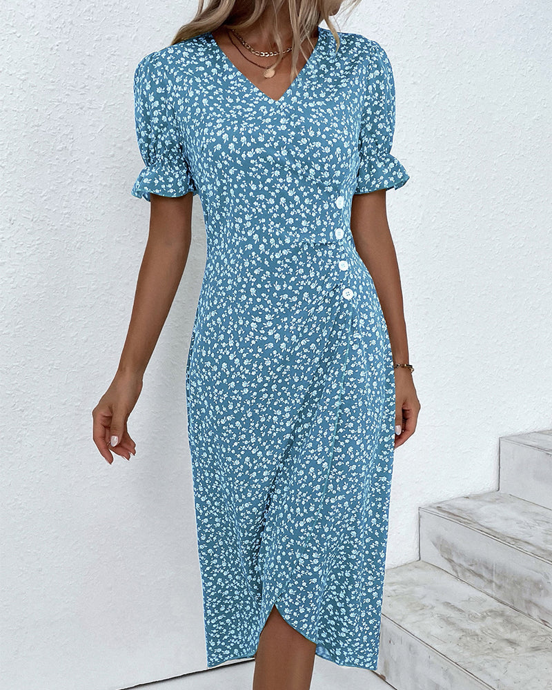 Mónica | Vestido Midi Cómodo y Elegante con Estampado Floral