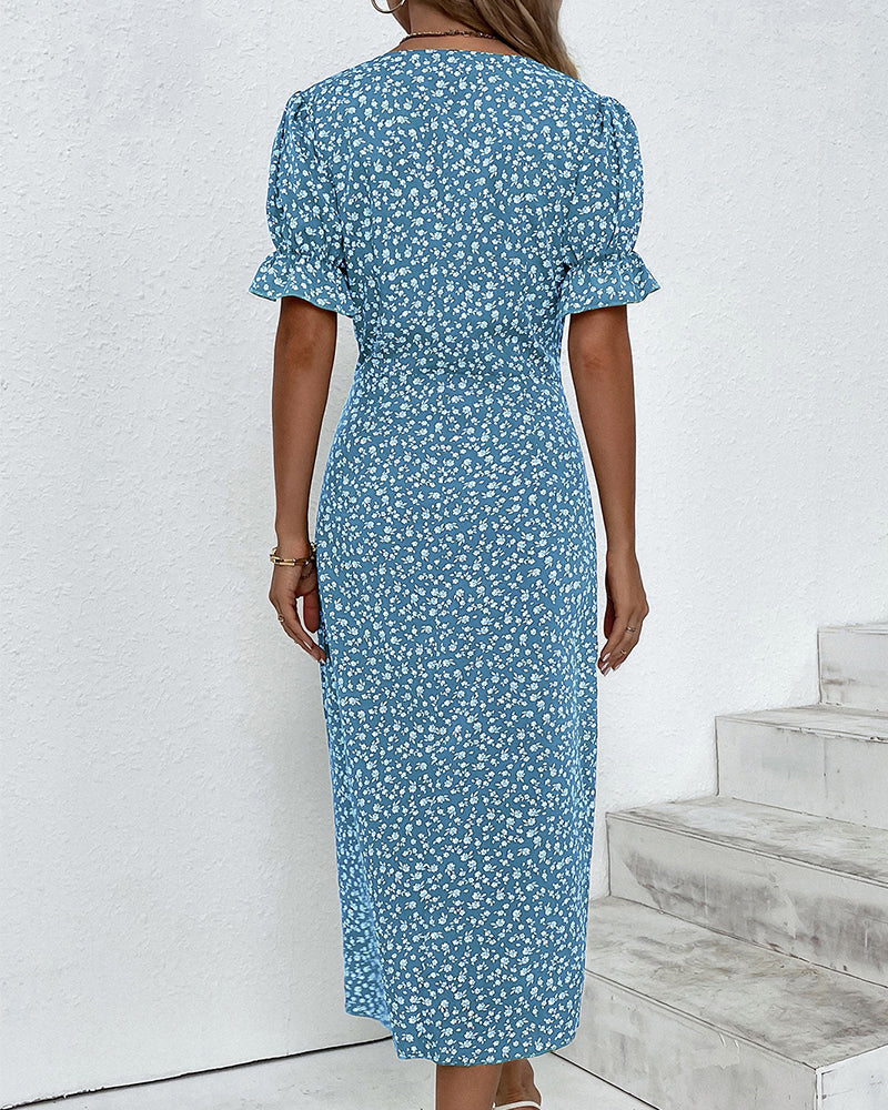 Mónica | Vestido Midi Cómodo y Elegante con Estampado Floral