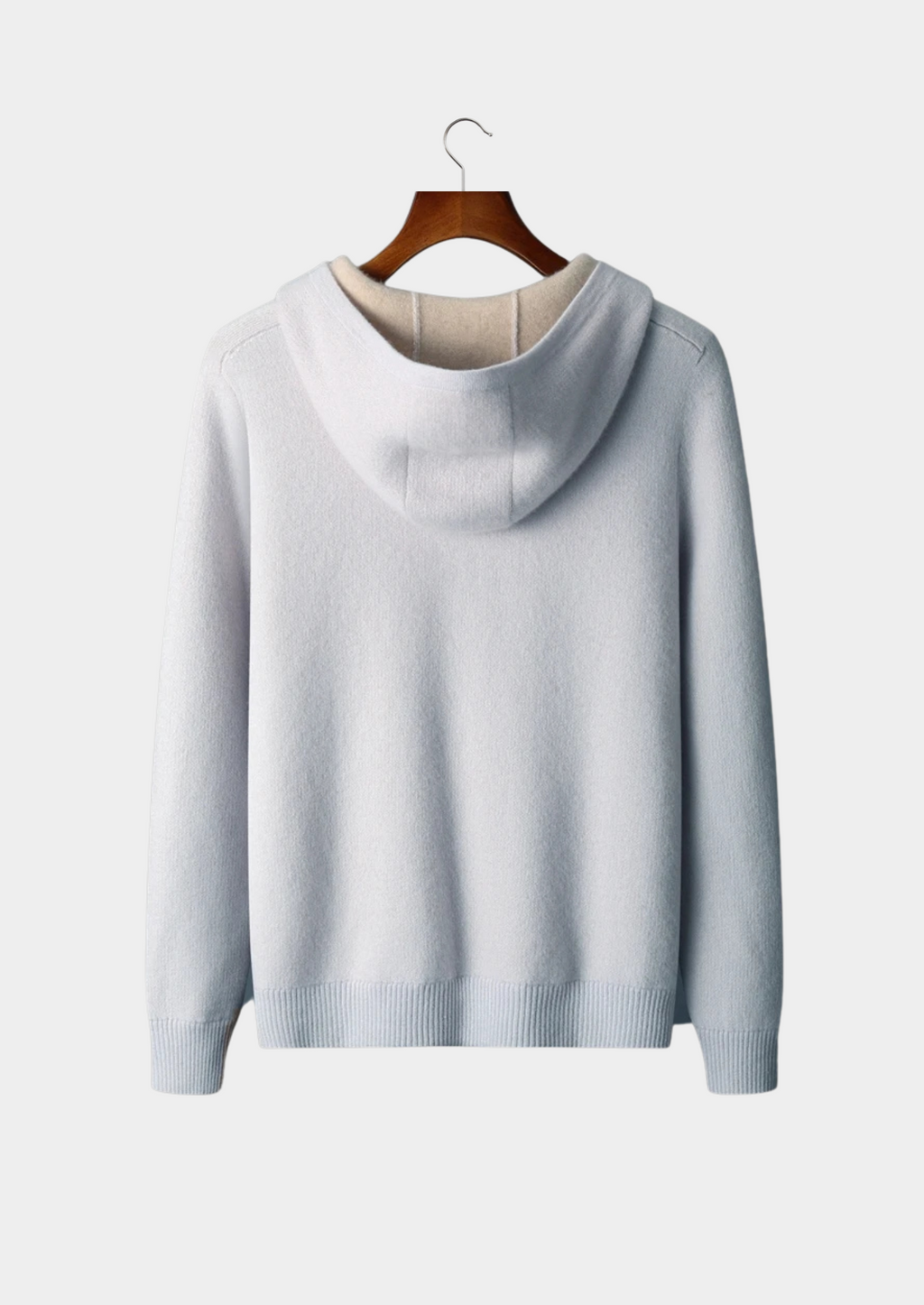 SUDADERA CON CAPUCHA DE DOS TONOS Y CREMALLERA, 100 % CACHEMIRA