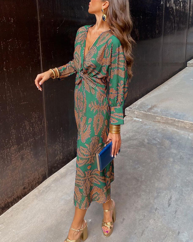 Rocío | Vestido Midi Elegante con Estampado Delicado