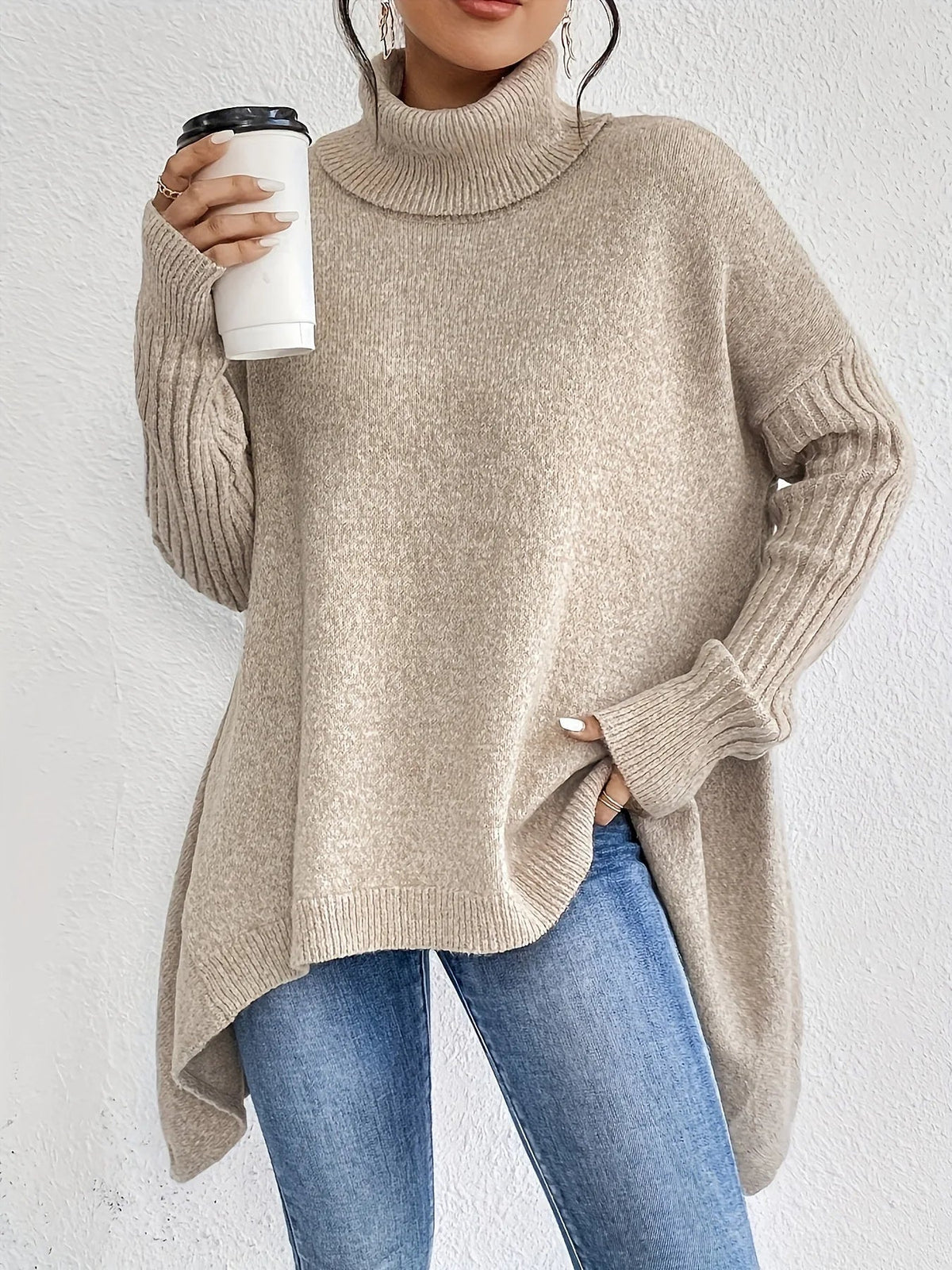 Paloma | Suéter Oversize de Cachemira con Cuello Alto