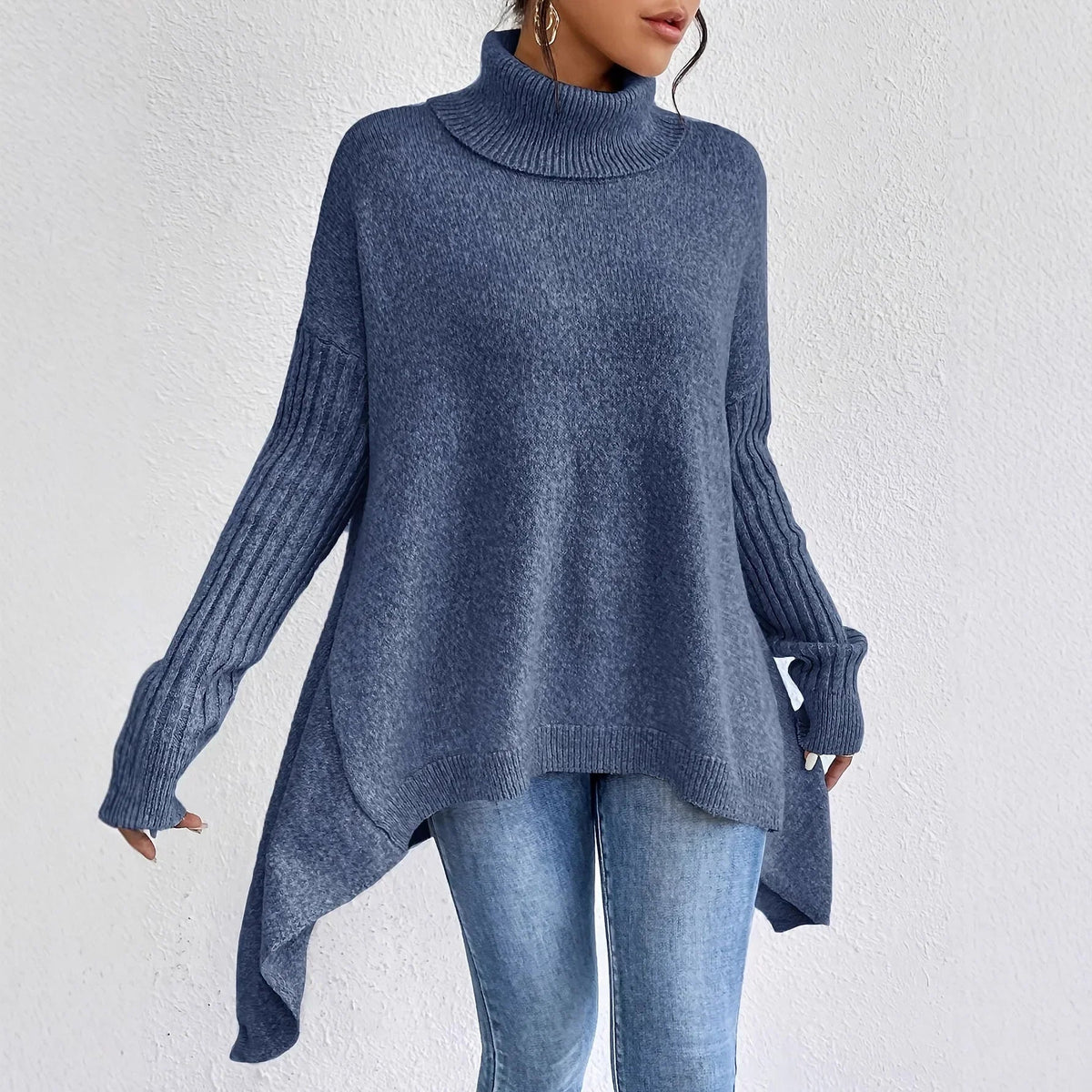 Paloma | Suéter Oversize de Cachemira con Cuello Alto
