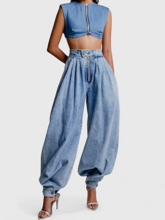 Irati | Pantalones de Vestir Holgados de Tiro Alto