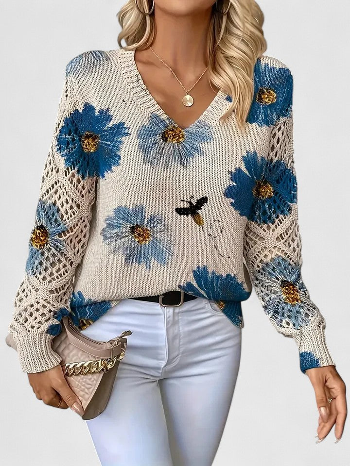 Elvira | Suéter Ligero de Punto con Estampado Floral
