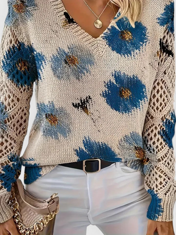 Elvira | Suéter Ligero de Punto con Estampado Floral