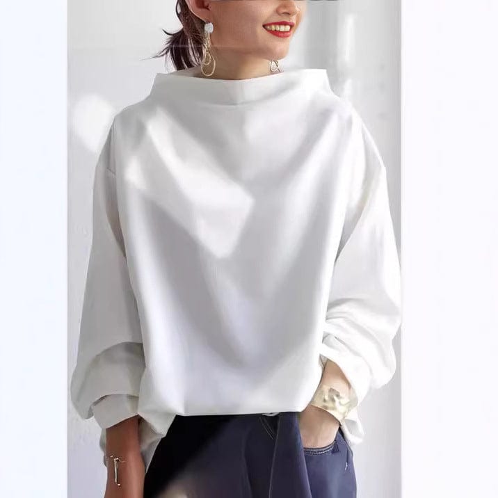 Candela | Top de Punto Suave con Cuello Alto y Corte Holgado