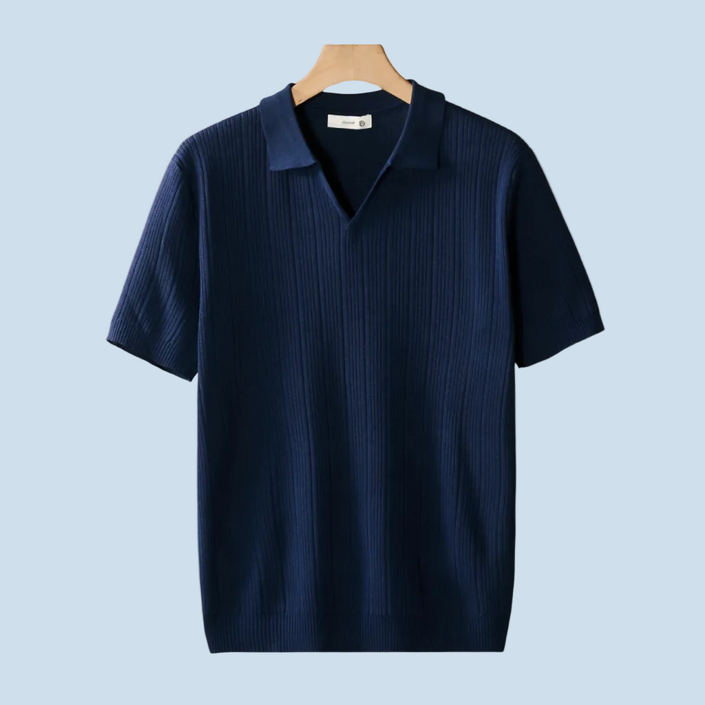 POLO DE CUELLO ABIERTO CON CUELLO DE CANELLA