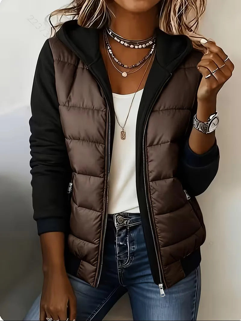 Chaqueta acolchada marrón café