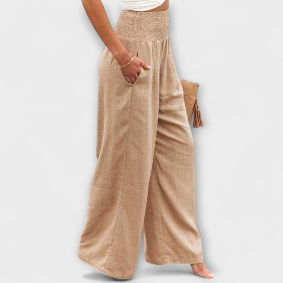 Esperanza | Pantalones de Pierna Ancha con Cintura Fruncida