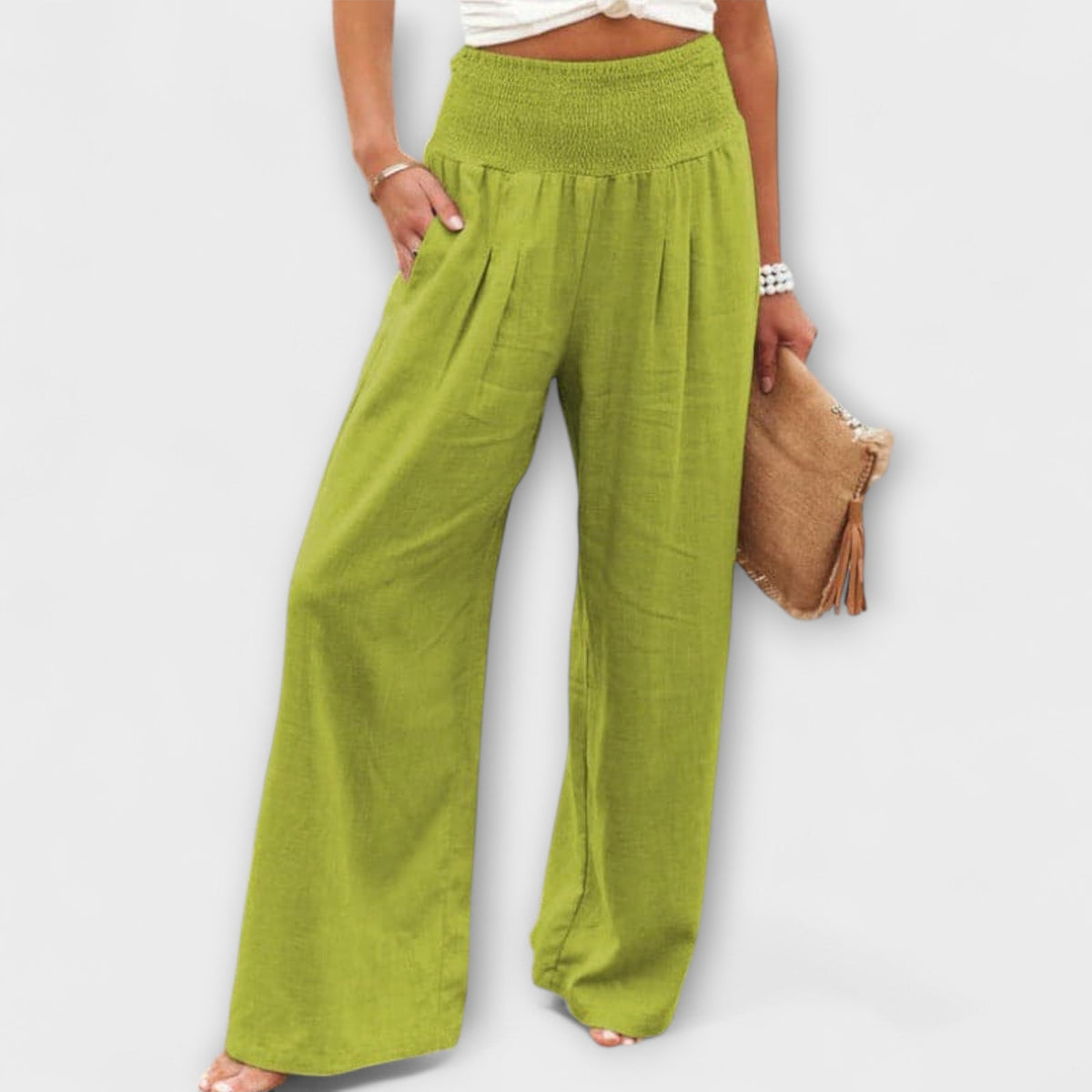 Esperanza | Pantalones de Pierna Ancha con Cintura Fruncida