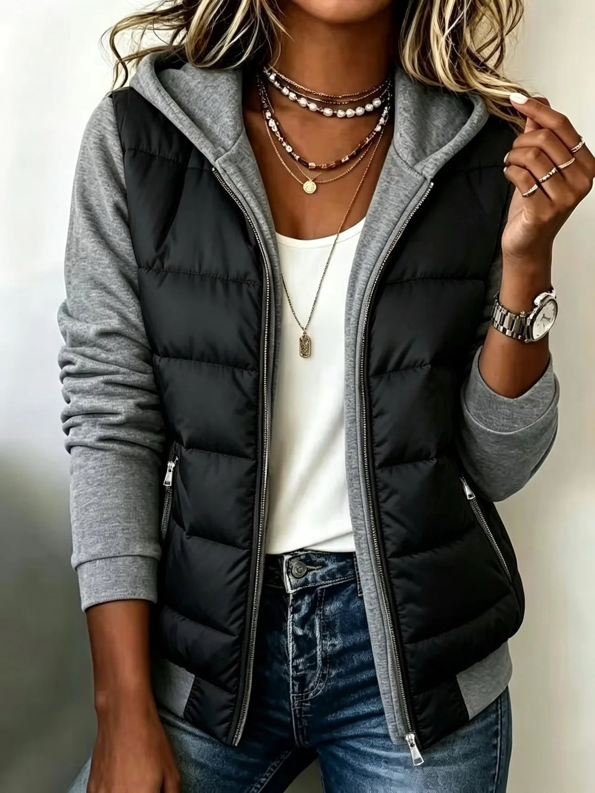 Chaqueta acolchada negra