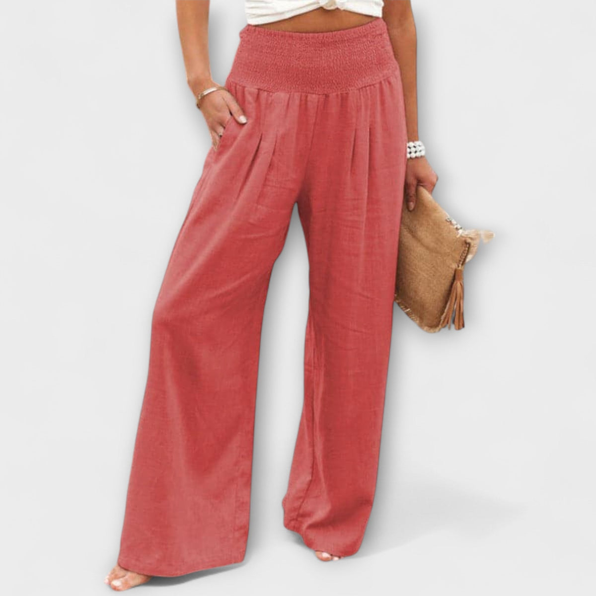 Esperanza | Pantalones de Pierna Ancha con Cintura Fruncida