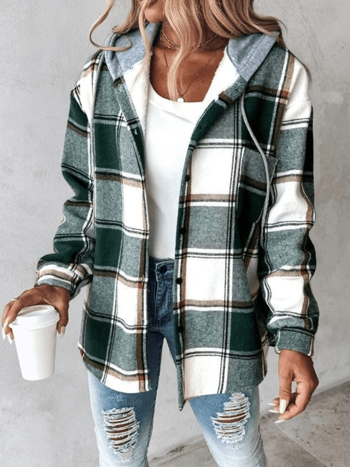 Olga | Sobrecamisa de Cuadros con Capucha