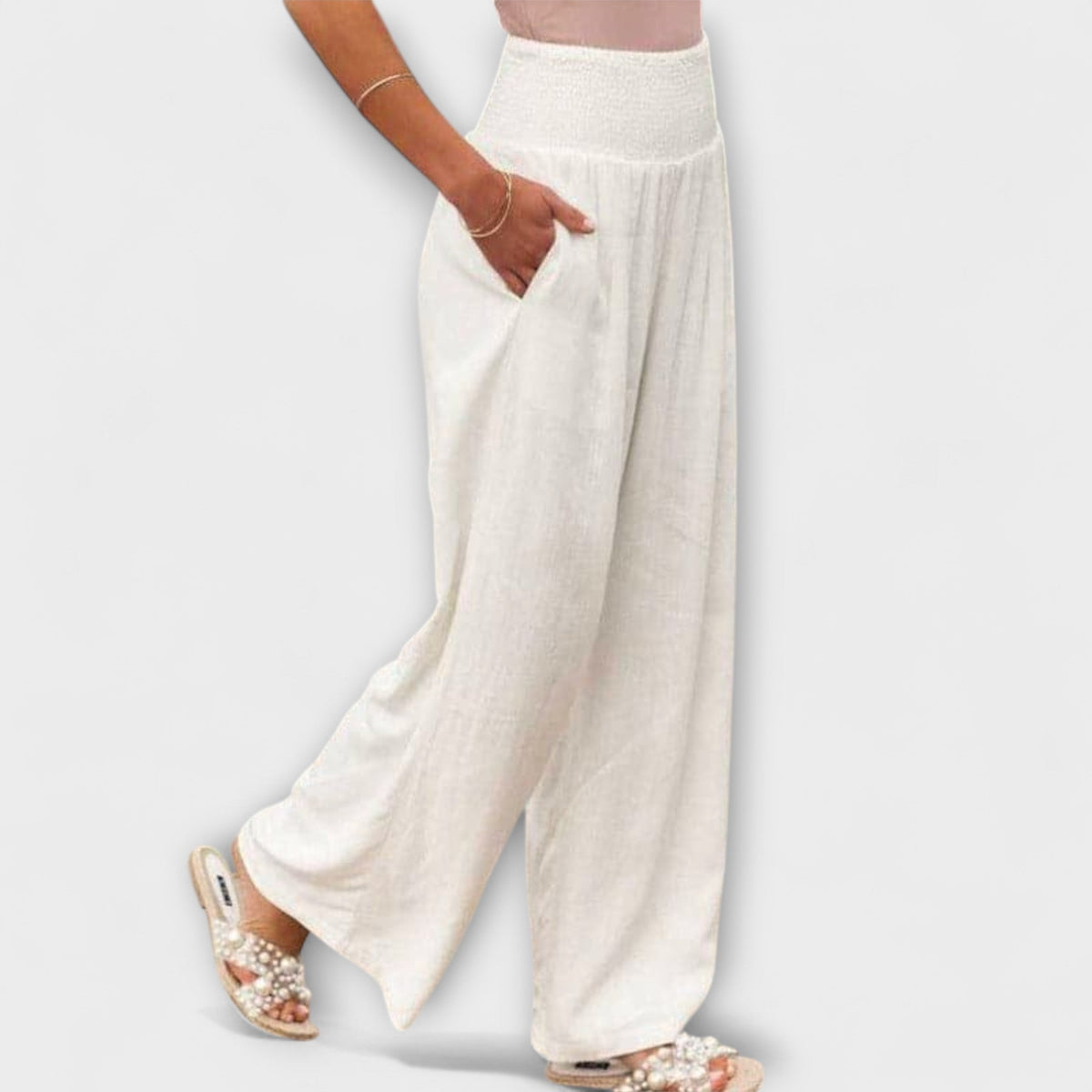 Esperanza | Pantalones de Pierna Ancha con Cintura Fruncida