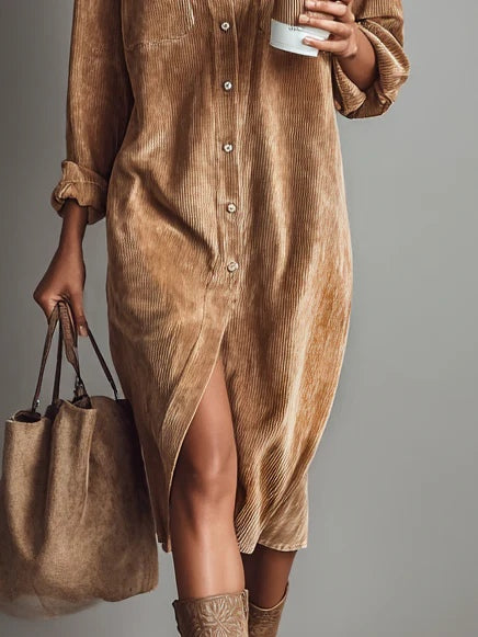 Elena – Vestido Midi Amplio con Dos Bolsillos