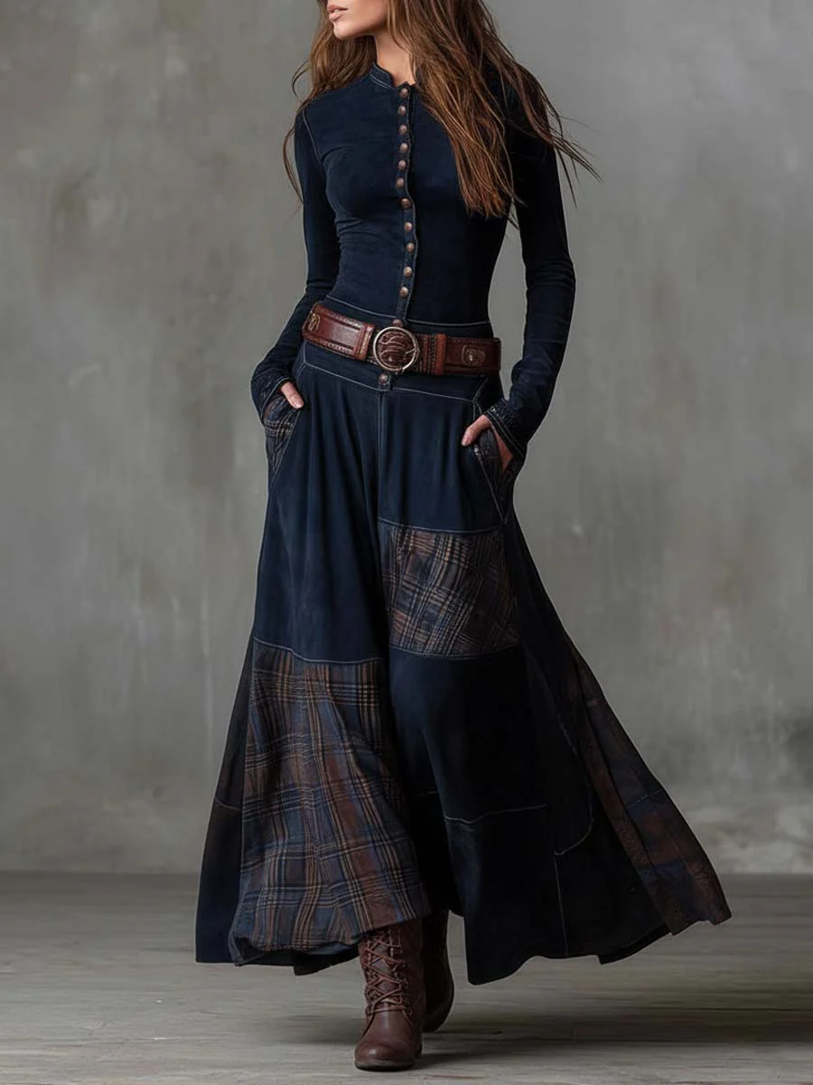 Marta – Vestido Largo de Ante con Cinturón