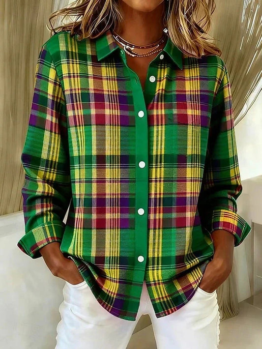 Itziar | Blusa de Cuadros Atemporal con Botones