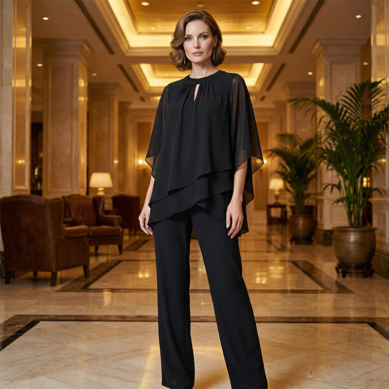 Nayara | Conjunto de Dos Piezas en Capas con Pantalón Ancho