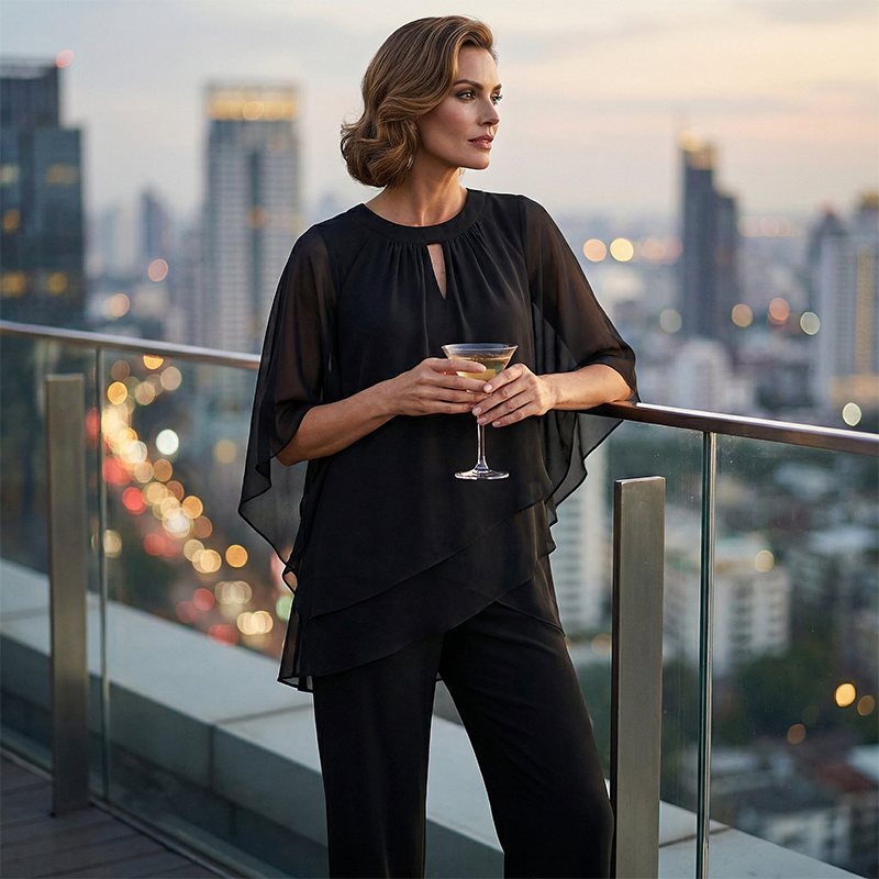 Nayara | Conjunto de Dos Piezas en Capas con Pantalón Ancho