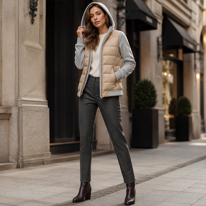 Chaqueta acolchada color block