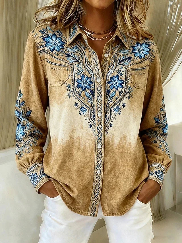 Concha | Blusa Vintage de Estilo Western con Estampado Floral