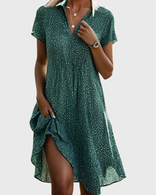 Sandra | Vestido Midi Fluido de Lunares